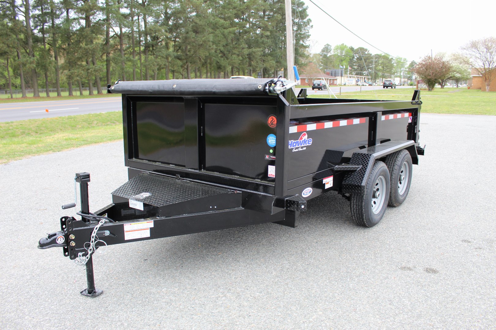 New 2024 HAWKE TRAILERS 6X12 10K Dump w/ Spreader Gate Ramps and Tarp