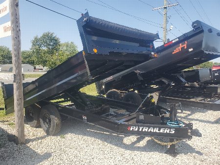 New 2024 PJ Trailers D8142 Dump Trailer 96X14 TA DECKOVER (GVW:14000) BLACK
