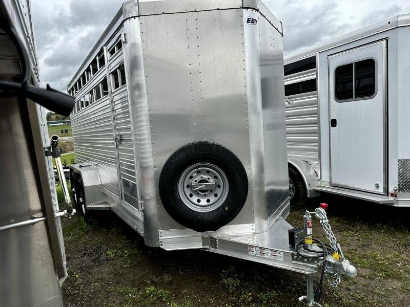 New 2023 EBY Maverick LS 16' Bumper Pull Aluminum Stock Trailer w/ Centergate & Upper Air Spaces