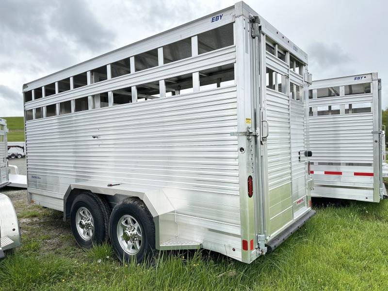 New 2023 EBY Maverick LS 16' Bumper Pull Aluminum Stock Trailer w/ Centergate & Upper Air Spaces