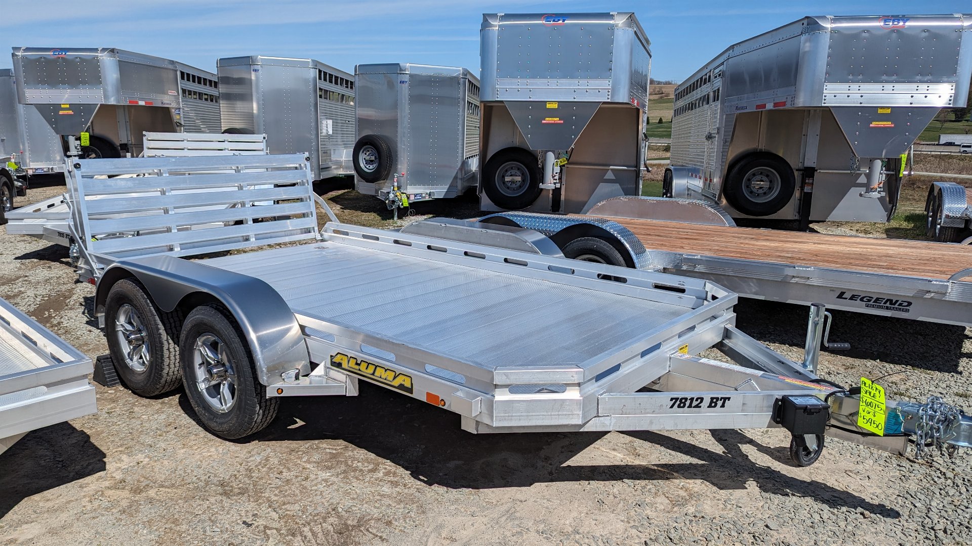 New 2025 Aluma 6'6 x 12' Tandem Utility Trailer w/ BiFold Gate Mount