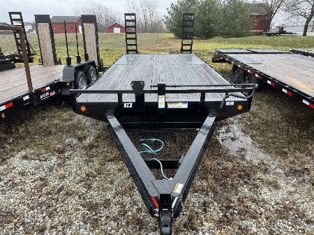 New 2025 PJ Trailers F8202 Deckover Trailer 102X20 TA DOVETAIL (GVW:14000) BLACK W/ FOLD UP RAMPS