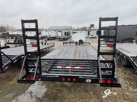 New 2025 PJ Trailers F8202 Deckover Trailer 102X20 TA DOVETAIL (GVW:14000) BLACK W/ FOLD UP RAMPS
