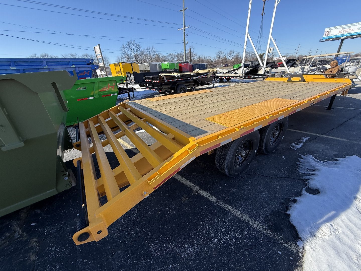 New 2024 RawMaxx DOX22BP14K Deckover Trailer 102X22 TA (GVW:14000) MINION YELLOW