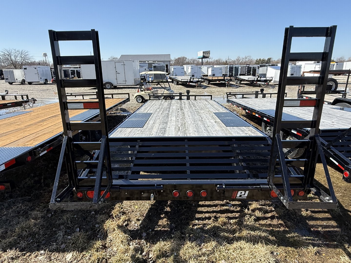 New 2025 PJ Trailers F8202 Deckover Trailer 102X20 TA DOVETAIL W/ STAND UP RAMPS(GVW:14000) BLACK
