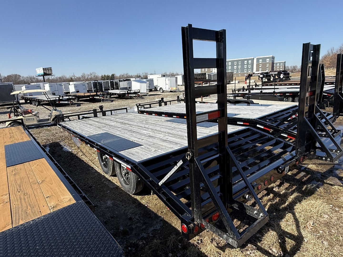 New 2025 PJ Trailers F8202 Deckover Trailer 102X20 TA DOVETAIL W/ STAND UP RAMPS(GVW:14000) BLACK