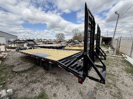 New 2025 PJ Trailers Deckover Trailer 102X22 TA DOVETAIL (GVW:14000) BLACK 31x66 RAMPS