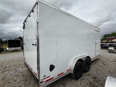 New 2025 Cargo Mate EHW718TA2 Enclosed Cargo Trailer 7x18 TA RAMP DOOR (GVW:14000) WHITE