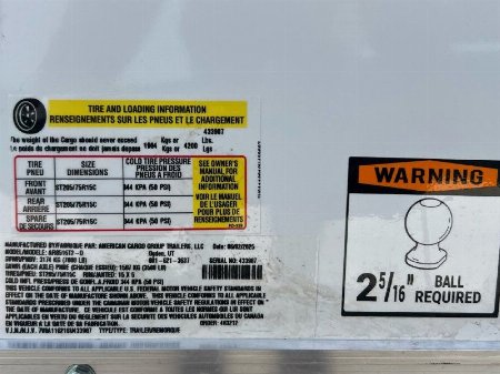 New 2025 American Hauler AR8516T2 8.5'X16' Cargo / Enclosed Trailer