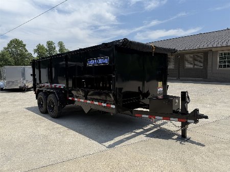 New 2025 Triple Crown 7'x16'x48  Dump Trailer, 16K GVWR, Dual Cylinder, Tarp, 4' Ramps