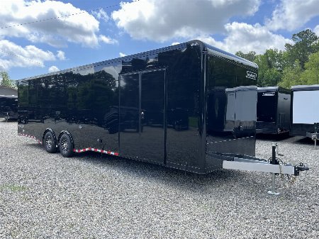 New 2025 Haulmark 32 EDGE ALX Race Trailer, Sportsman Plus PKG, Premium Escape Door, Black PolyCor With Black Trim, 14K GVWR