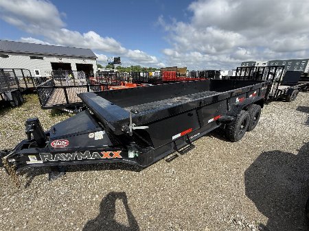 New 2025 Rawmaxx LPX16BP14K Dump Trailer 83x16 TA 22" SIDES (GVW:14000) JET BLACK