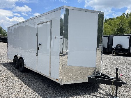New 2025 SPARTAN 8.5X20 ENCLOSED TRAILER, WHITE POLYCOR, 7' INTERIOR, 54  TRIPLE TUBE TONGUE, 10K GVWR