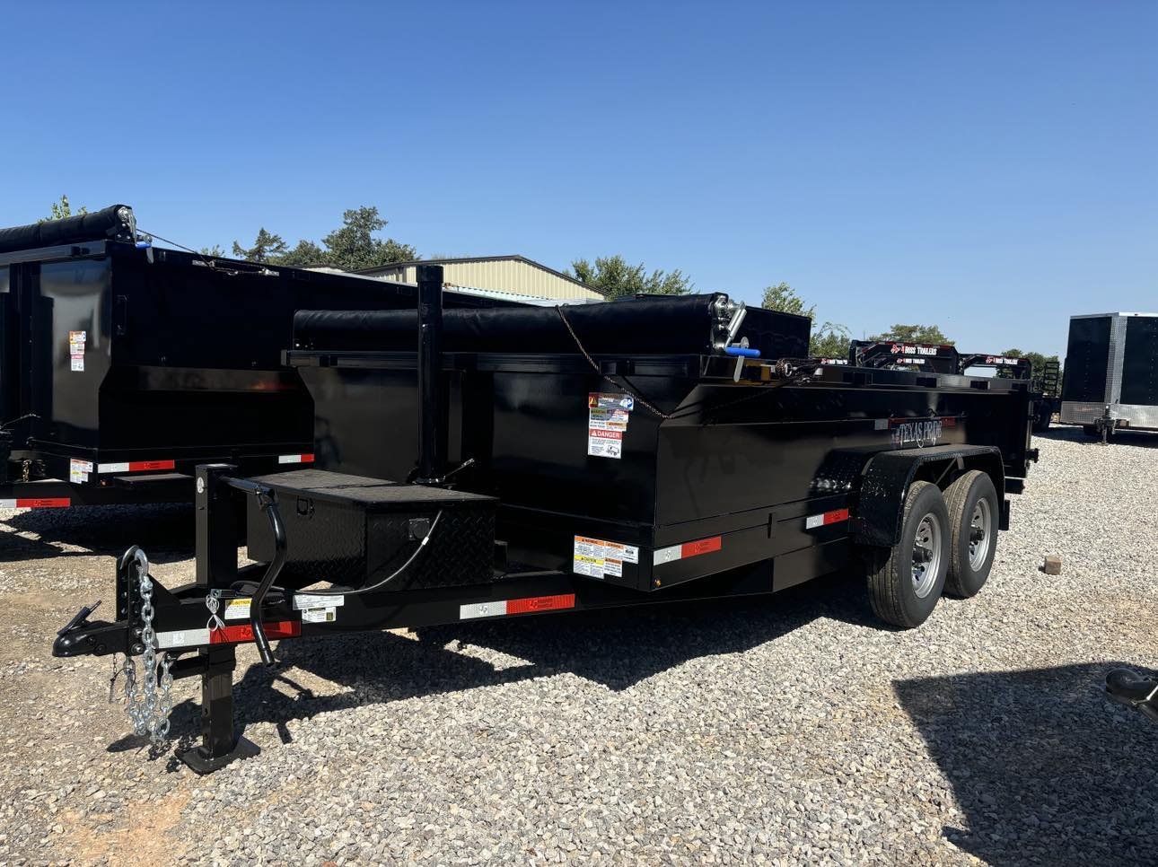 New 2025 TEXAS PRIDE TRAILERS DT7X14X2 Dump Trailer UPGRADES- 10K AXLES -12in CENTERS-3/16 TARP- SPARE