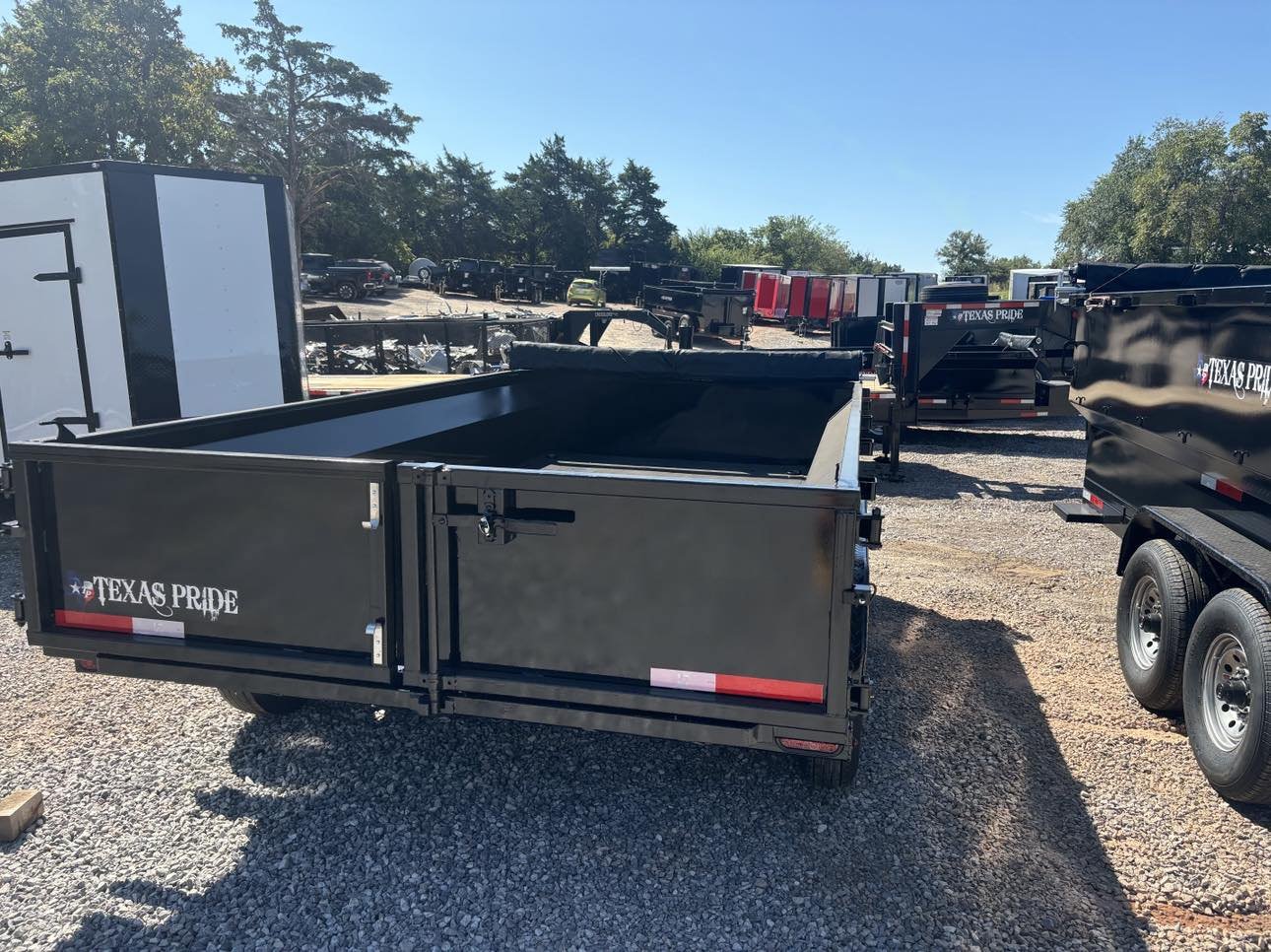 New 2025 TEXAS PRIDE TRAILERS DT7X14X2 Dump Trailer UPGRADES- 10K AXLES -12in CENTERS-3/16 TARP- SPARE