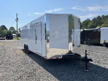 New 2025 Spartan Cargo 8.5x24 Enclosed Trailer, White PolyCor, BIG PKG, 14K GVWR, 60  Triple Tube Tongue, 7' Interior, Heavy Duty Rear Ramp Door