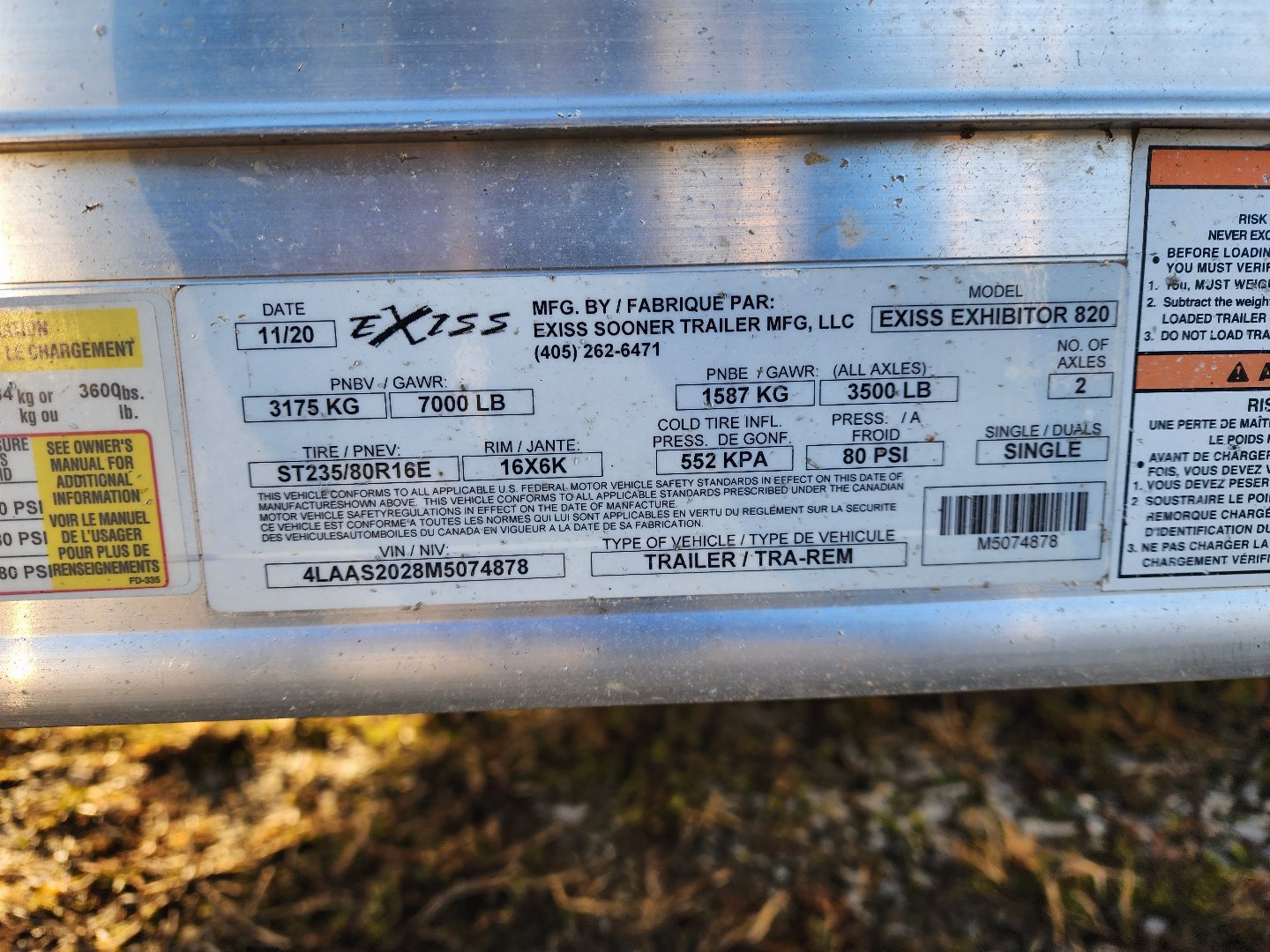 Used 2021 EXISS TRAILERS EXISS 8020W 8 PEN BUMPER PULL Stock / Stock