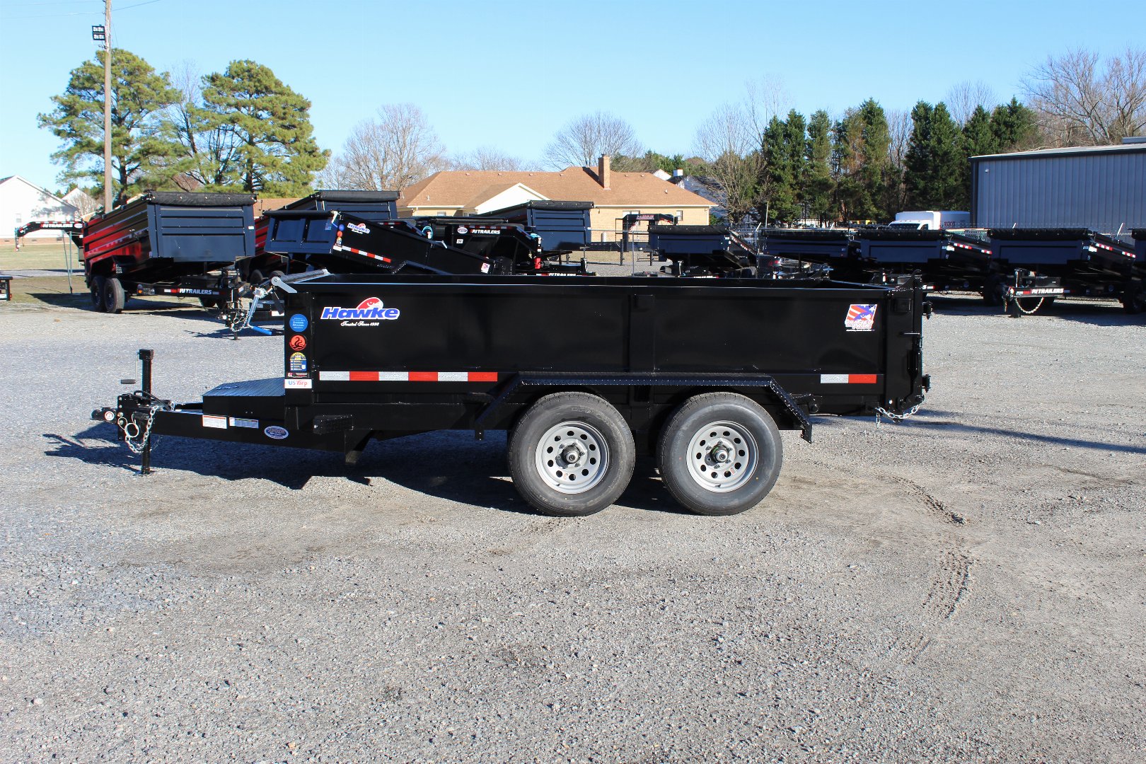 New 2024 HAWKE TRAILERS 6X12 10K Dump w/ Spreader Gate Ramps and Tarp