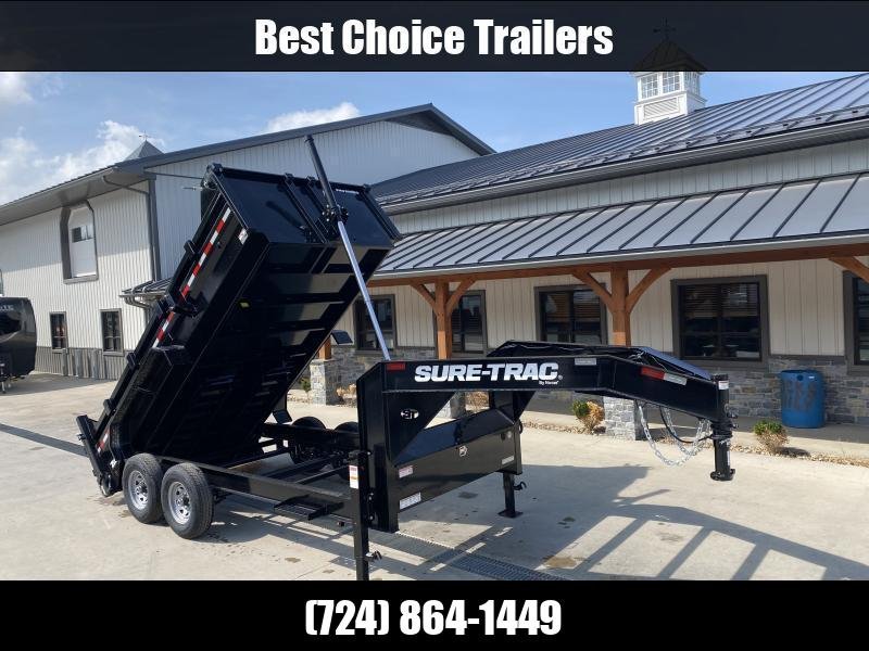 New 2024 SureTrac 7x14' Gooseneck Pro Series IBeam Dump Trailer 15400